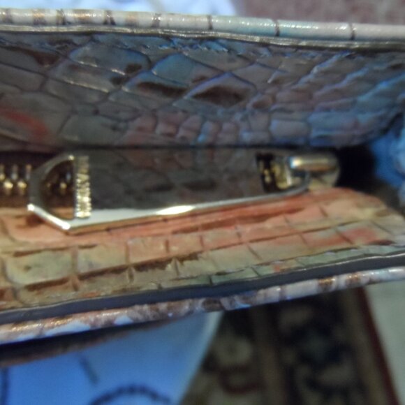 Brahmin “Katie” Pastel Multi-Color Melbourne Croc-Embossed Leather Shoulder Bag - Picture 10 of 16